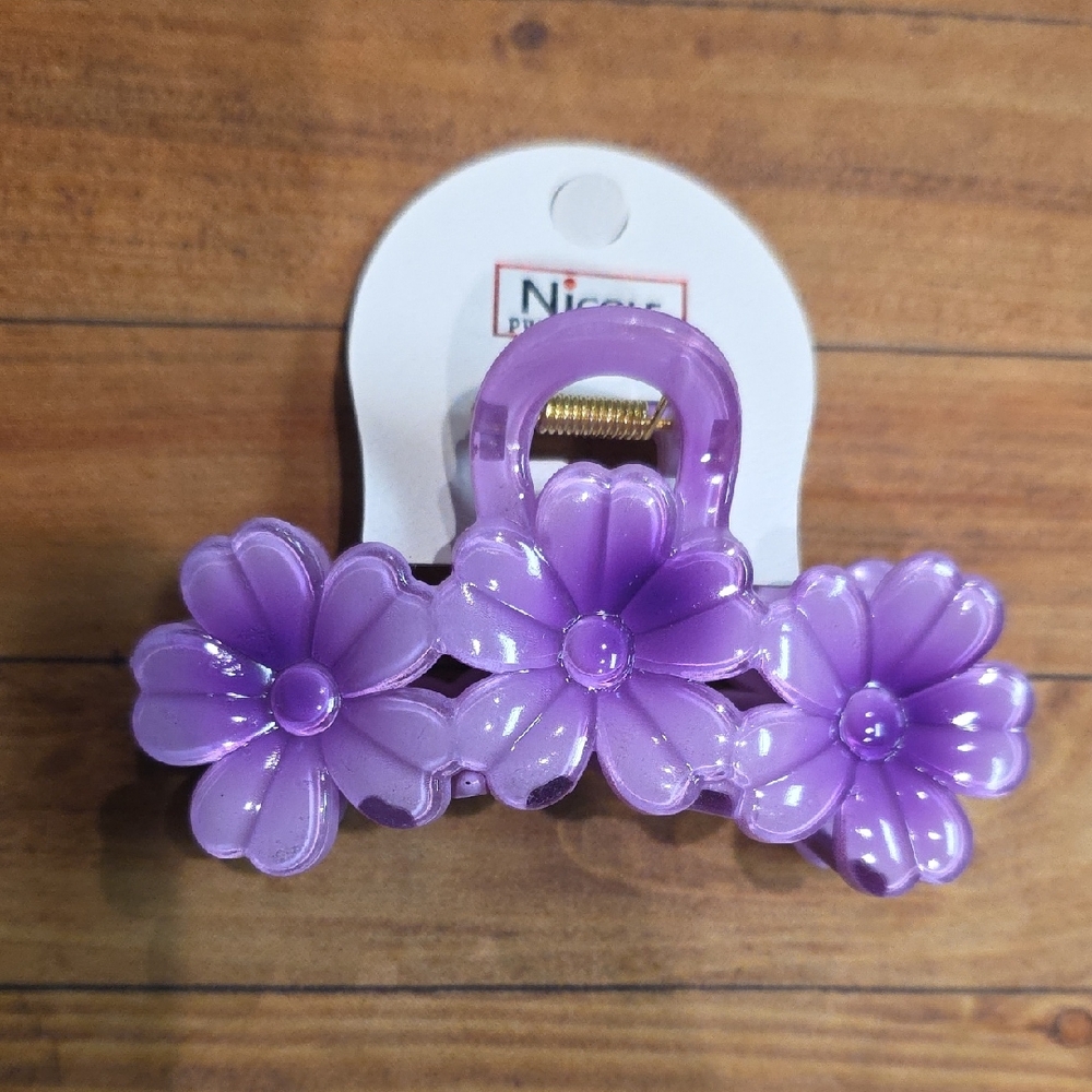 Nicole Purple Flower Claw Clip Hair Accessory for Women Cute Acetate